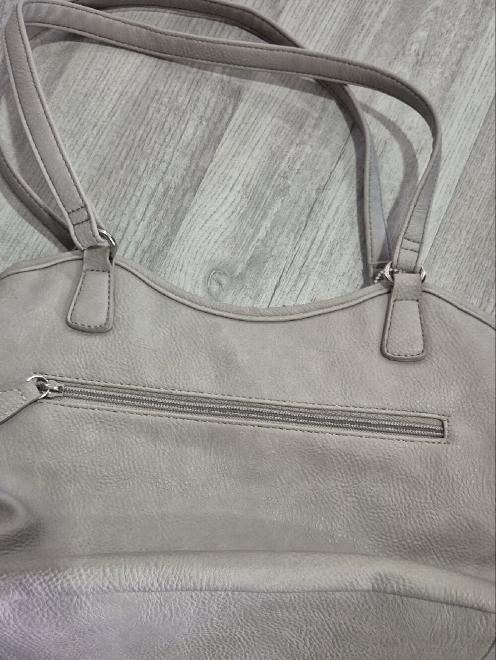 Neutral Gray Shoulder Bag with Front Zip by MultiSac - Picture 4 of 15